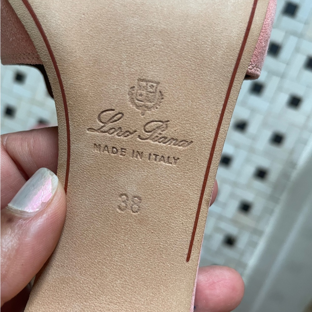 Loro Piana Sumer Charms Sandal Pink Suede Heels - Picture 11 of 13